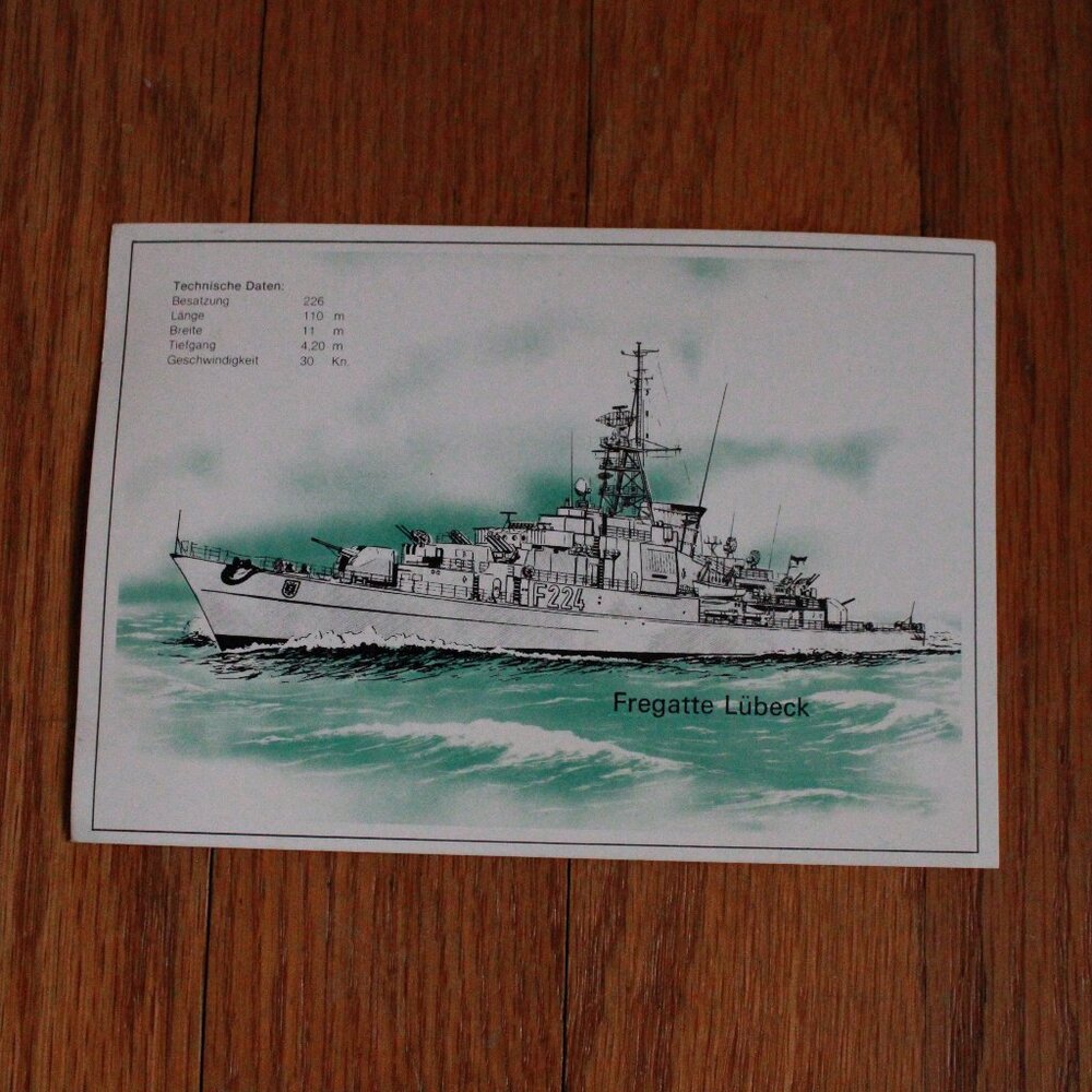 Vintage "Fregatte Lubeck" German Warship Souvenir Postcard